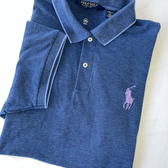 Ralph Lauren Polo Golf Men's Polo Shirt Big Pony Pro FIt Blue White Sz XL - Picture 1 of 7